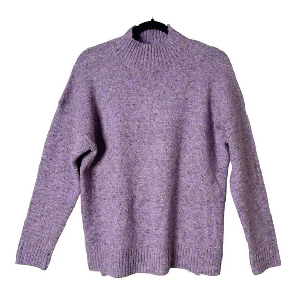 Well Worn Womens Mock Neck High Low Hem Purple Cozy Soft Nep Yarn Sweater Small - Picture 3 of 10